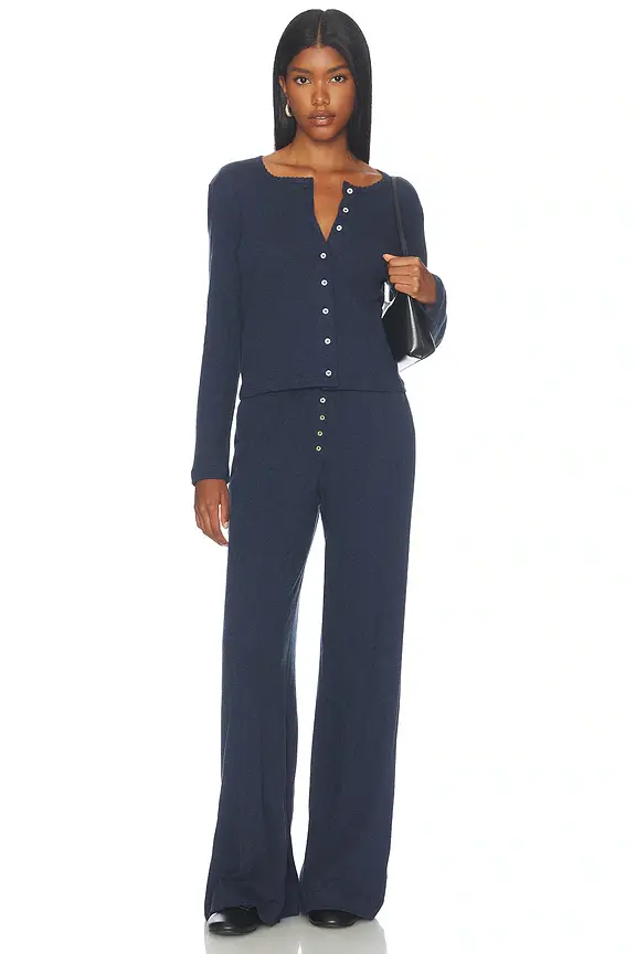 LESET Pointelle Boxer Pant in Midnight Melange | Thumbnail 2 LESET Pointelle Boxer Pant in Midnight Melange | Thumbnail 2