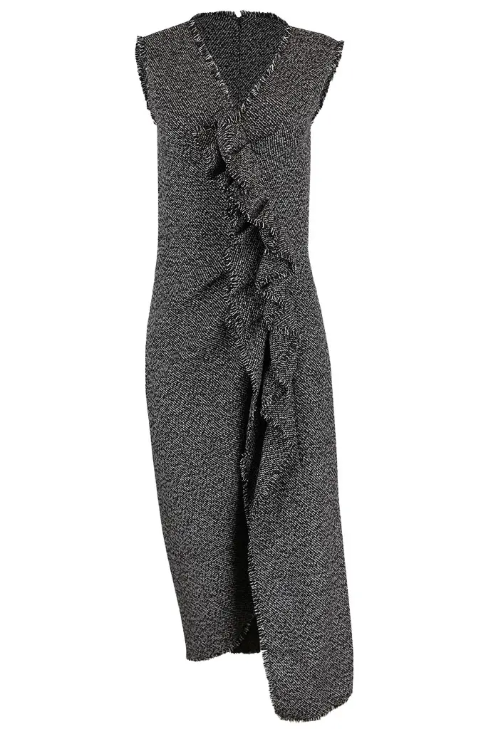 Michael Kors Collection Frayed Ruched Sheath Dress
