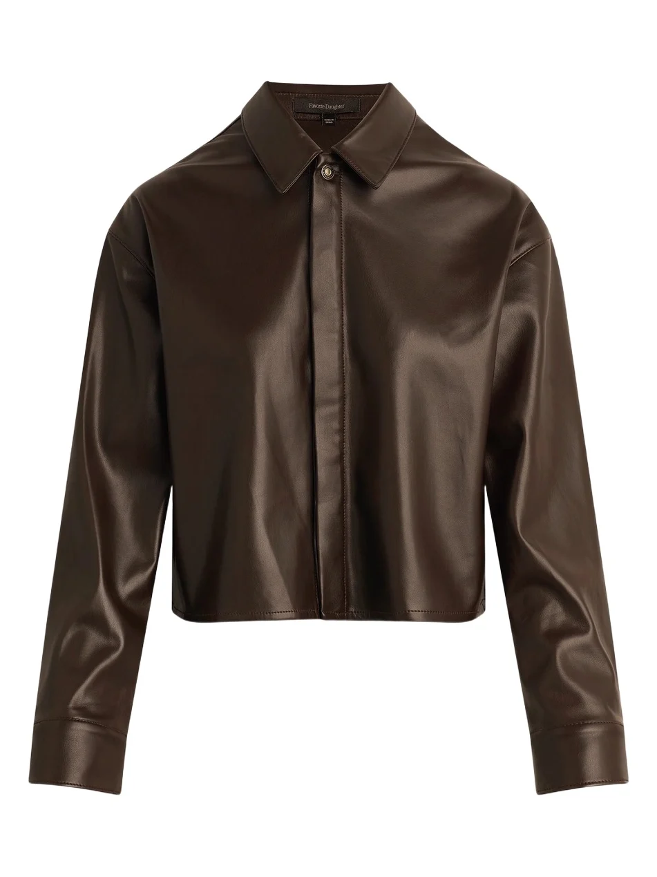 Favorite Daughter Women's The Brady Faux Leather Crop Shirt