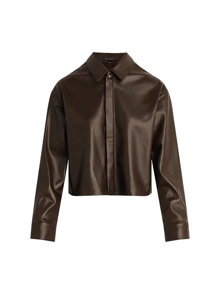 Favorite Daughter Women's The Brady Faux Leather Crop Shirt