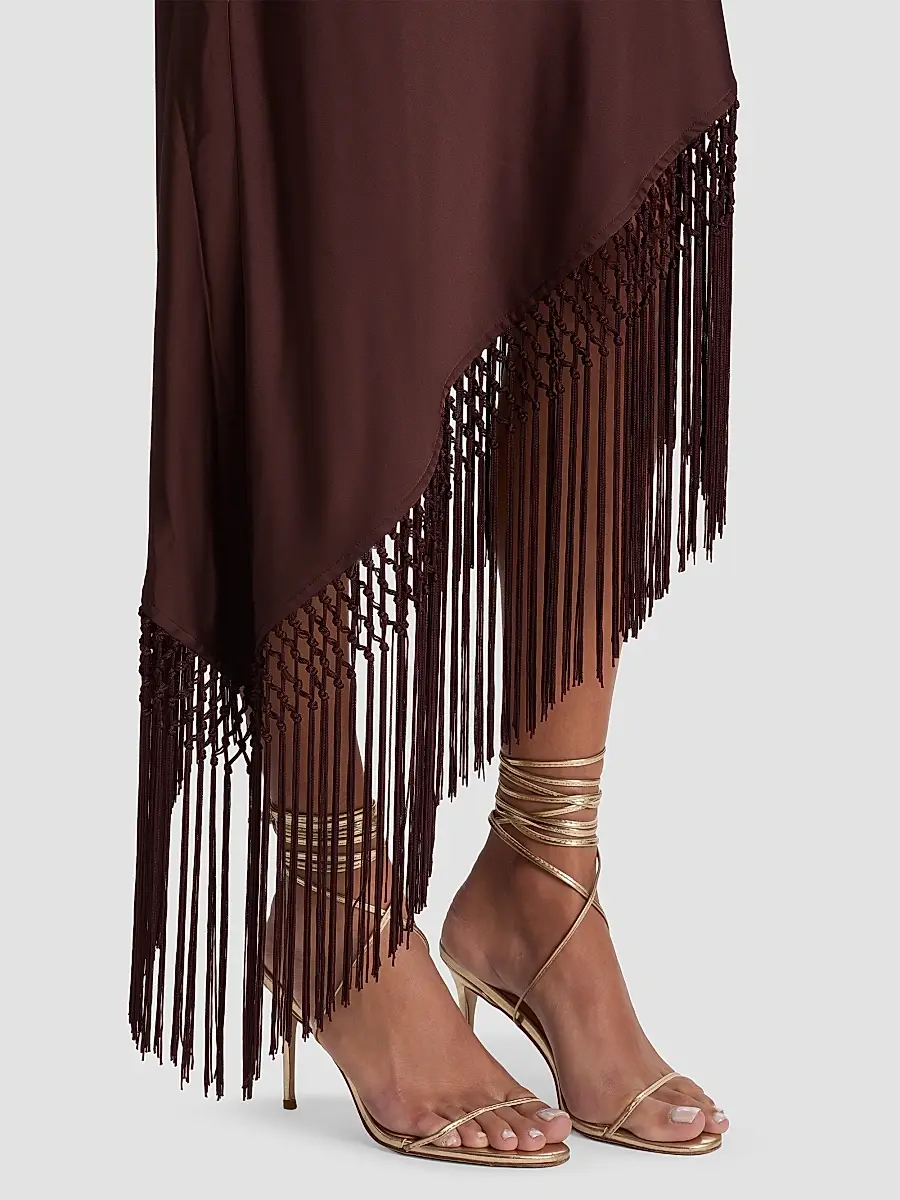 Alice + Olivia Women's Harmony Drapey Slip Fringe Midi Dress | Thumbnail 5 Alice + Olivia Women's Harmony Drapey Slip Fringe Midi Dress | Thumbnail 5