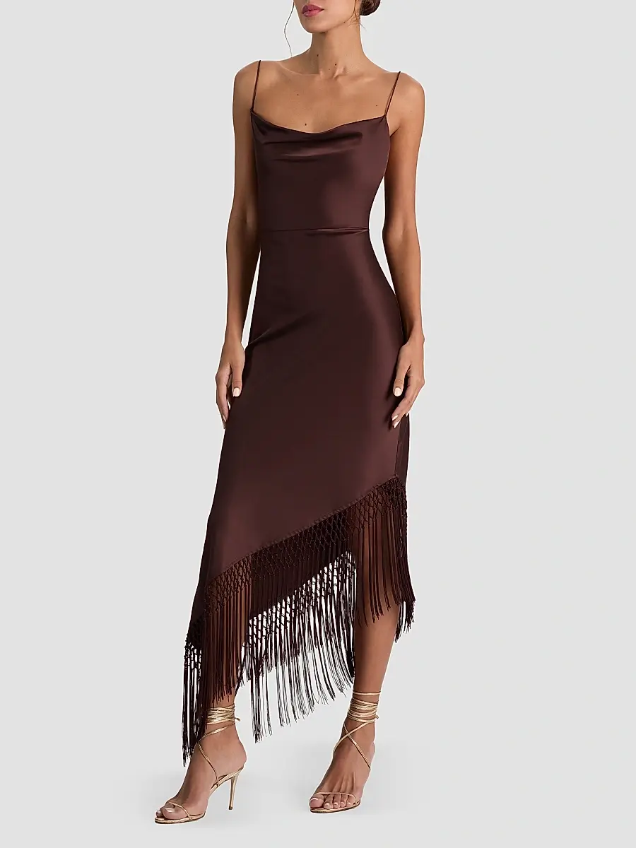 Alice + Olivia Women's Harmony Drapey Slip Fringe Midi Dress | Thumbnail 6 Alice + Olivia Women's Harmony Drapey Slip Fringe Midi Dress | Thumbnail 6