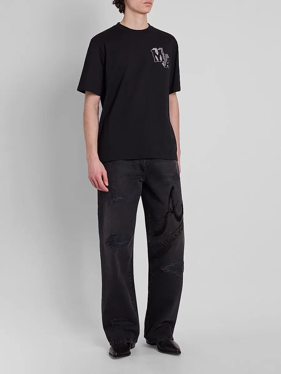 AMIRI Men's Crystal-Embellished Logo Cotton T-Shirt | Thumbnail 2 AMIRI Men's Crystal-Embellished Logo Cotton T-Shirt | Thumbnail 2