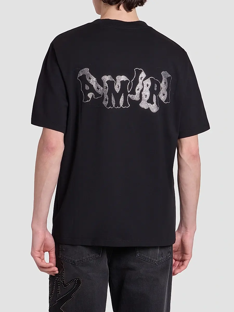 AMIRI Men's Crystal-Embellished Logo Cotton T-Shirt | Thumbnail 3 AMIRI Men's Crystal-Embellished Logo Cotton T-Shirt | Thumbnail 3