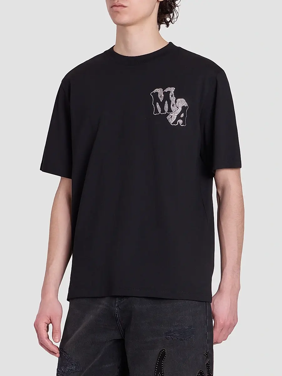 AMIRI Men's Crystal-Embellished Logo Cotton T-Shirt | Thumbnail 4 AMIRI Men's Crystal-Embellished Logo Cotton T-Shirt | Thumbnail 4
