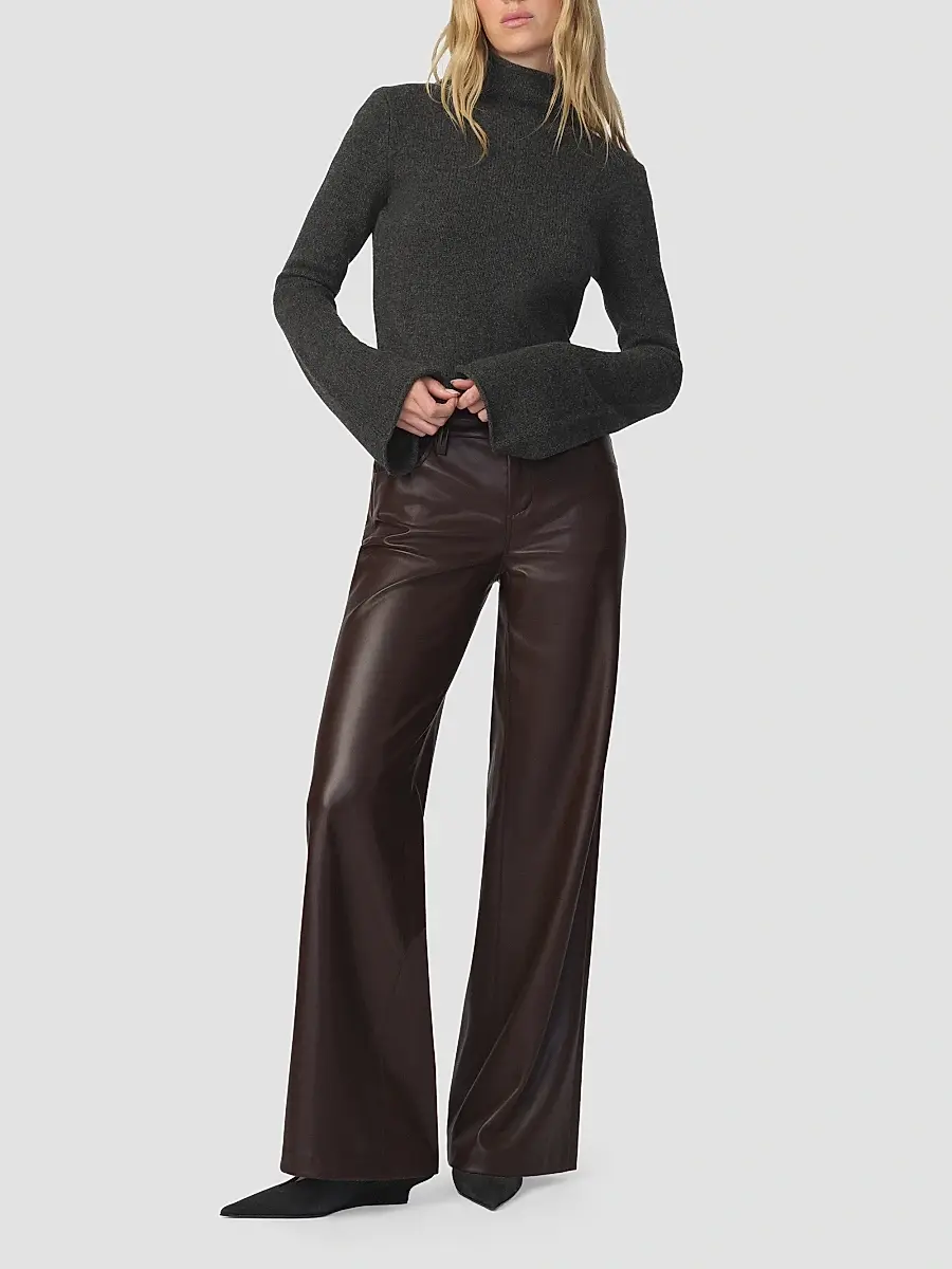 Joe's Jeans Women's Lou Lou Faux-Leather Wide-Leg Jeans | Thumbnail 2