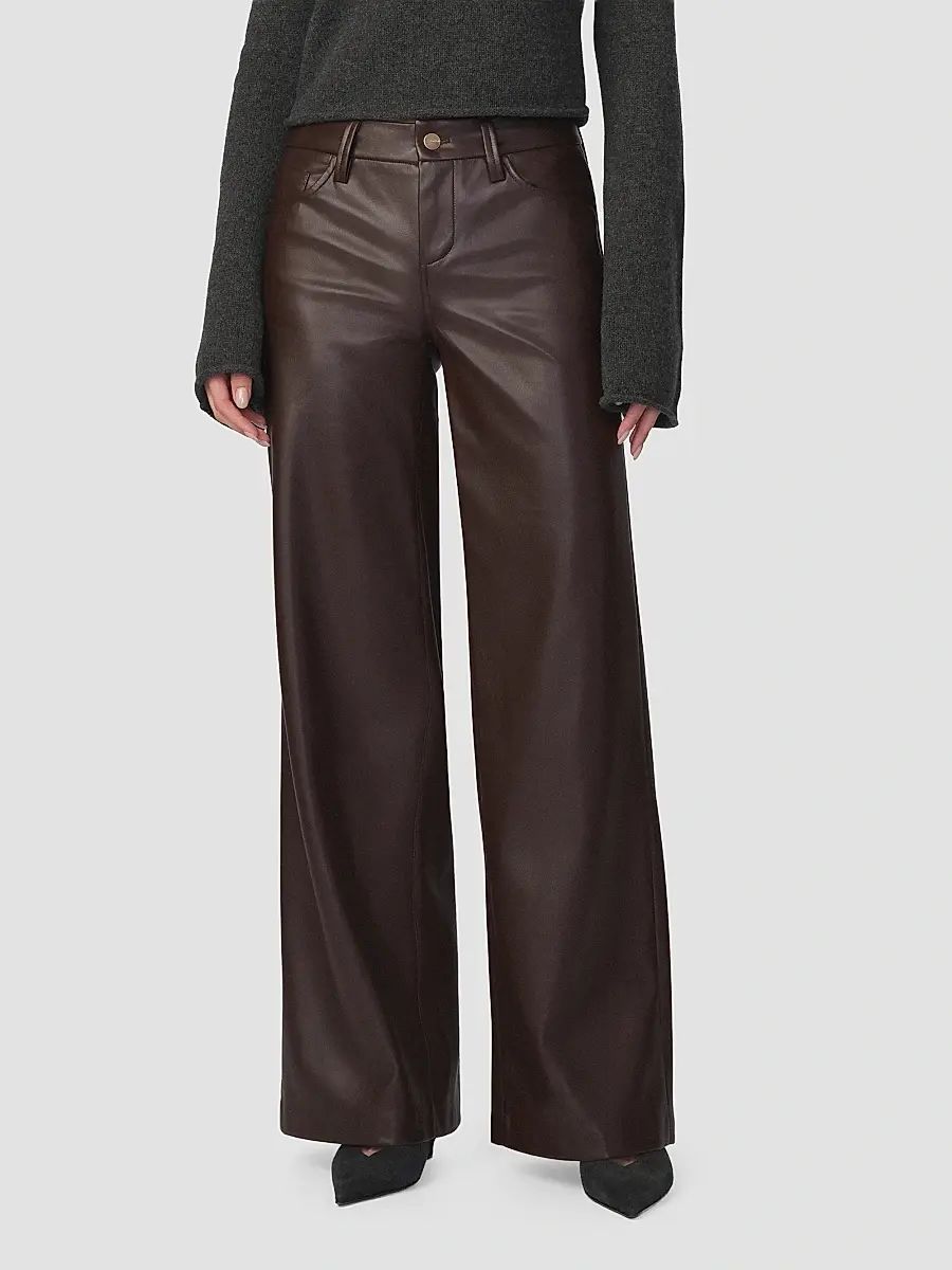 Joe's Jeans Women's Lou Lou Faux-Leather Wide-Leg Jeans | Thumbnail 4