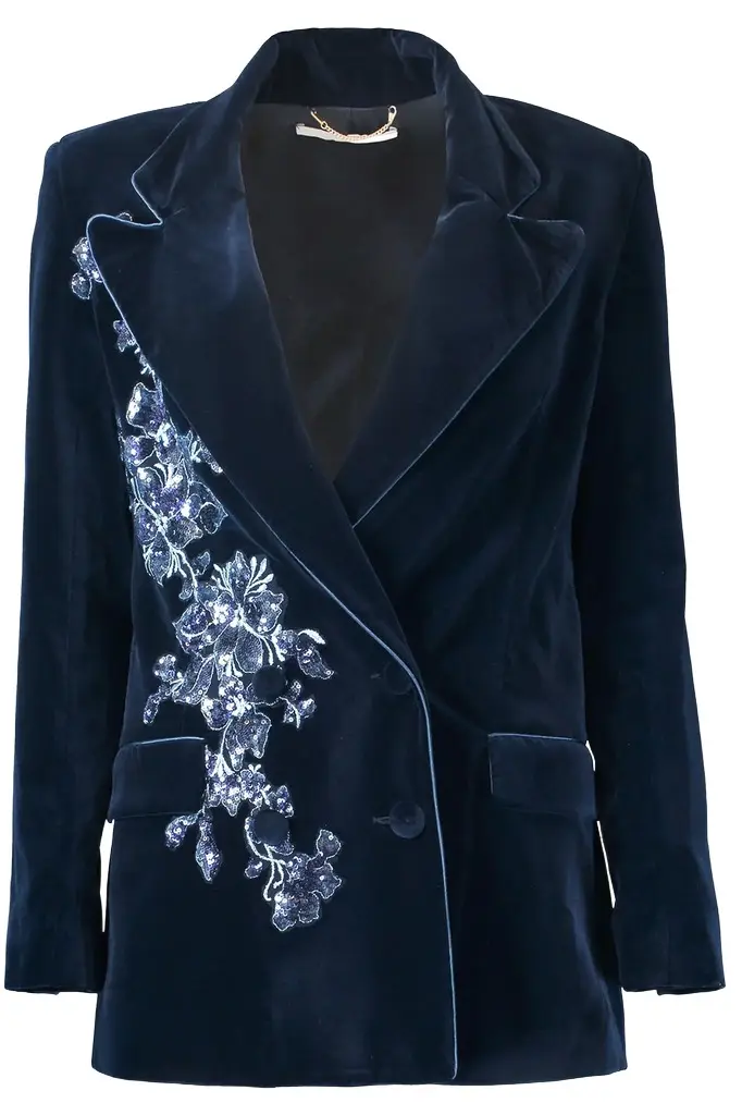 Borgo de Nor Quinn Velvet Jacket - Blue | Image 1 Borgo de Nor Quinn Velvet Jacket - Blue | Image 1