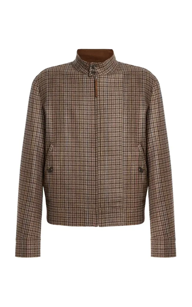 Graham Jacket in Camel Multi Wool Silk Houndstooth Graham Jacket in Camel Multi Wool Silk Houndstooth