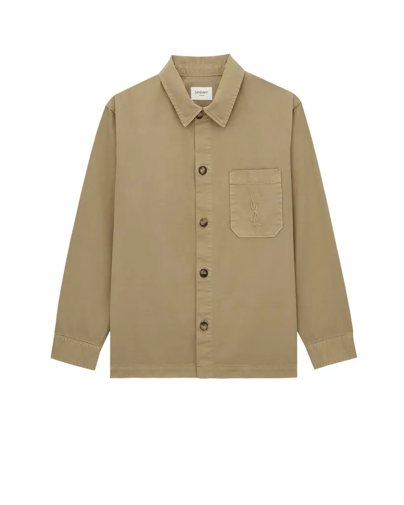 Yves Saint Laurent Cassandre overshirt in cotton linen gabardine | Image 1 Yves Saint Laurent Cassandre overshirt in cotton linen gabardine | Image 1