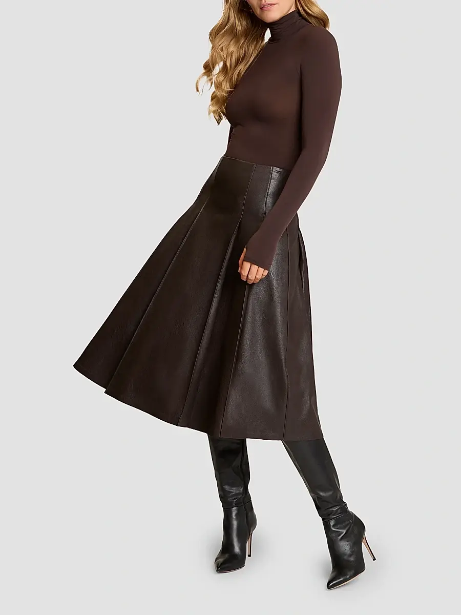Commando Women's Pleated Faux-Leather Midi Skirt | Thumbnail 2