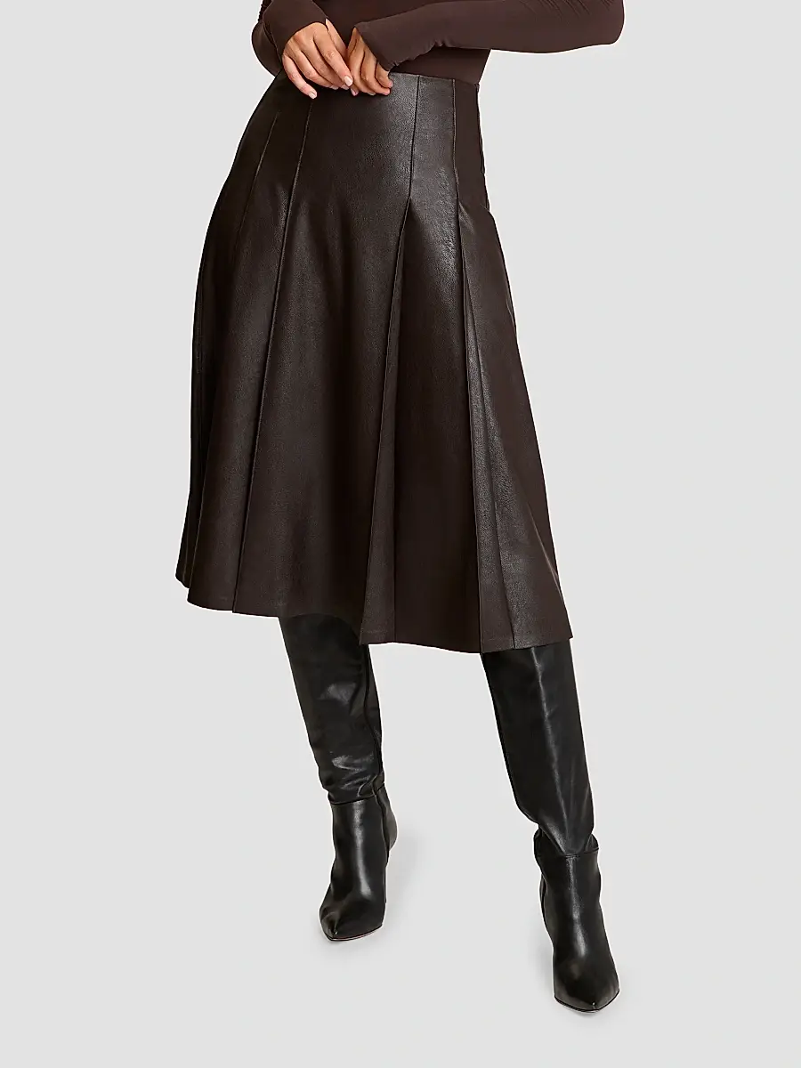 Commando Women's Pleated Faux-Leather Midi Skirt | Thumbnail 4