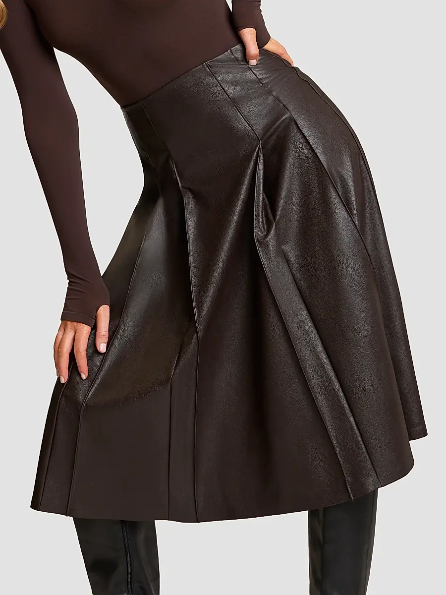 Commando Women's Pleated Faux-Leather Midi Skirt | Thumbnail 5