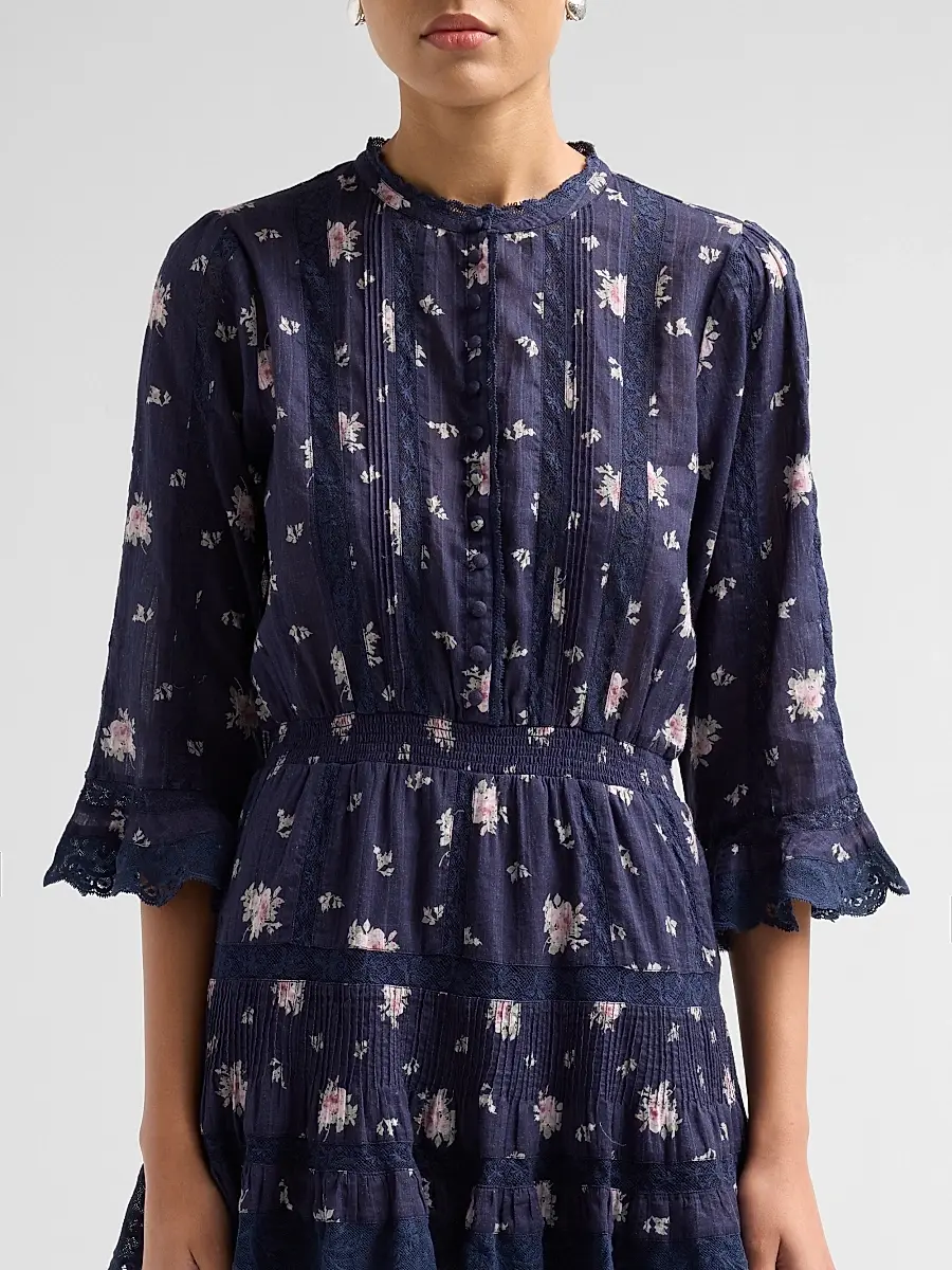 LoveShackFancy Women's Vesna Lace-Trim Floral Cotton A-Line Mini Dress | Thumbnail 5 LoveShackFancy Women's Vesna Lace-Trim Floral Cotton A-Line Mini Dress | Thumbnail 5