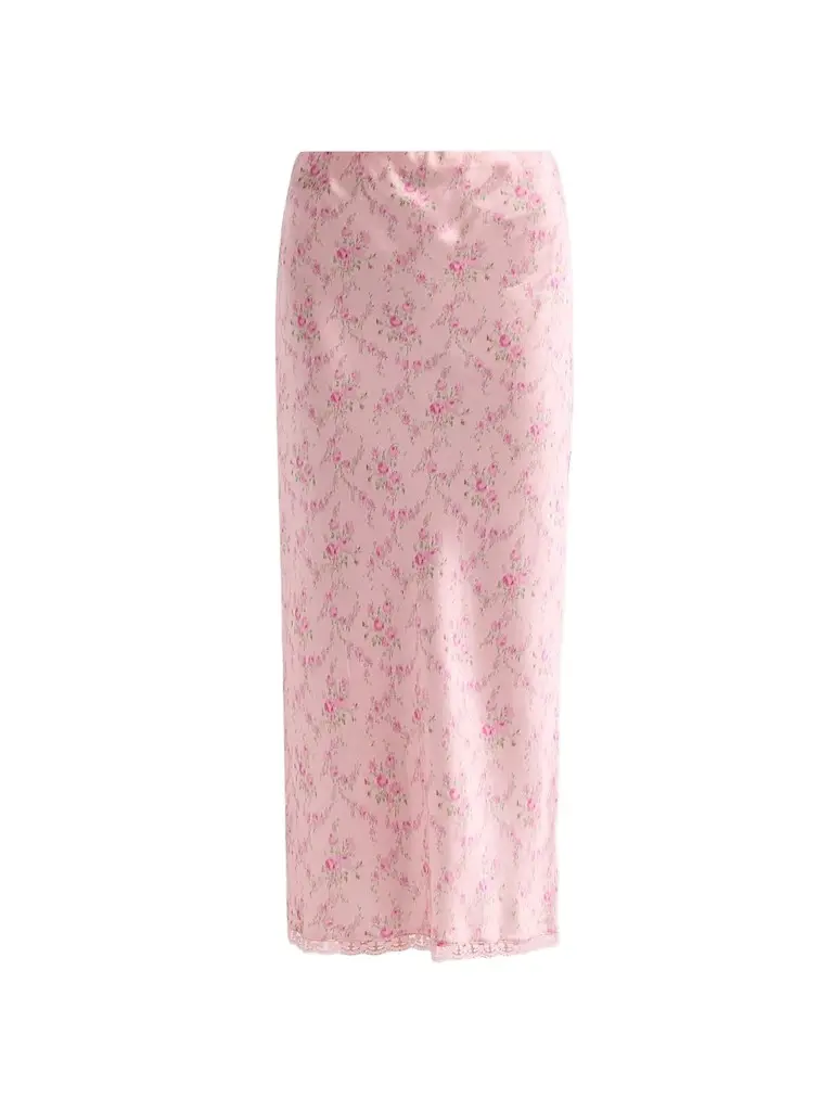 LoveShackFancy Women's Castle Floral Silk-Blend Midi Skirt
