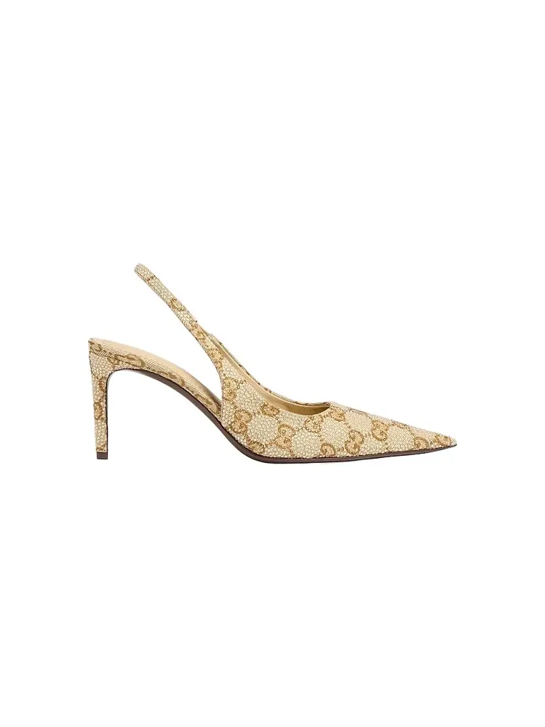 Gucci Women's Donna 80MM Embellished GG Slingback Pumps - Vintage Sand - Size 8.5 | Image 1 Gucci Women's Donna 80MM Embellished GG Slingback Pumps - Vintage Sand - Size 8.5 | Image 1