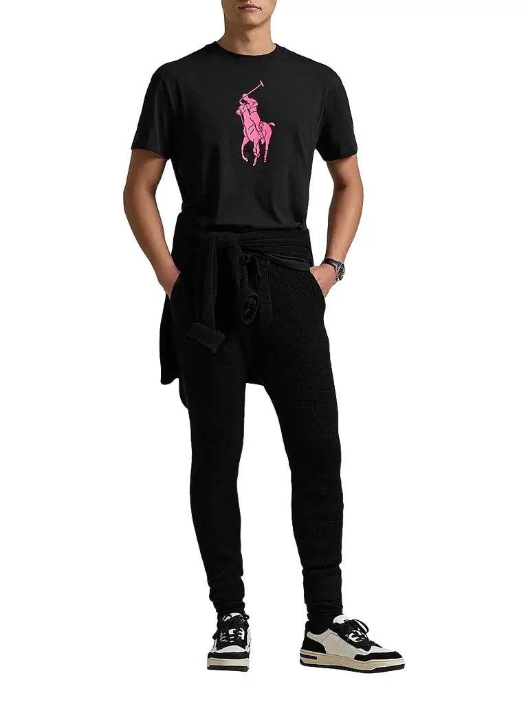 Polo Ralph Lauren Men's Unisex Pink Pony Logo Cotton T-Shirt - Polo Black - Size XXL | Image 1 Polo Ralph Lauren Men's Unisex Pink Pony Logo Cotton T-Shirt - Polo Black - Size XXL | Image 1