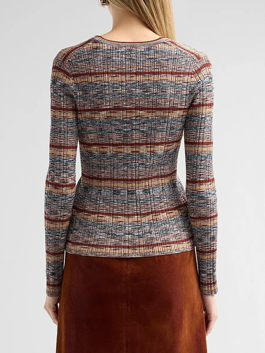 Veronica Beard Women's Calliope Striped Ribbed-Knit V-Neck Cardigan | Thumbnail 3 Veronica Beard Women's Calliope Striped Ribbed-Knit V-Neck Cardigan | Thumbnail 3