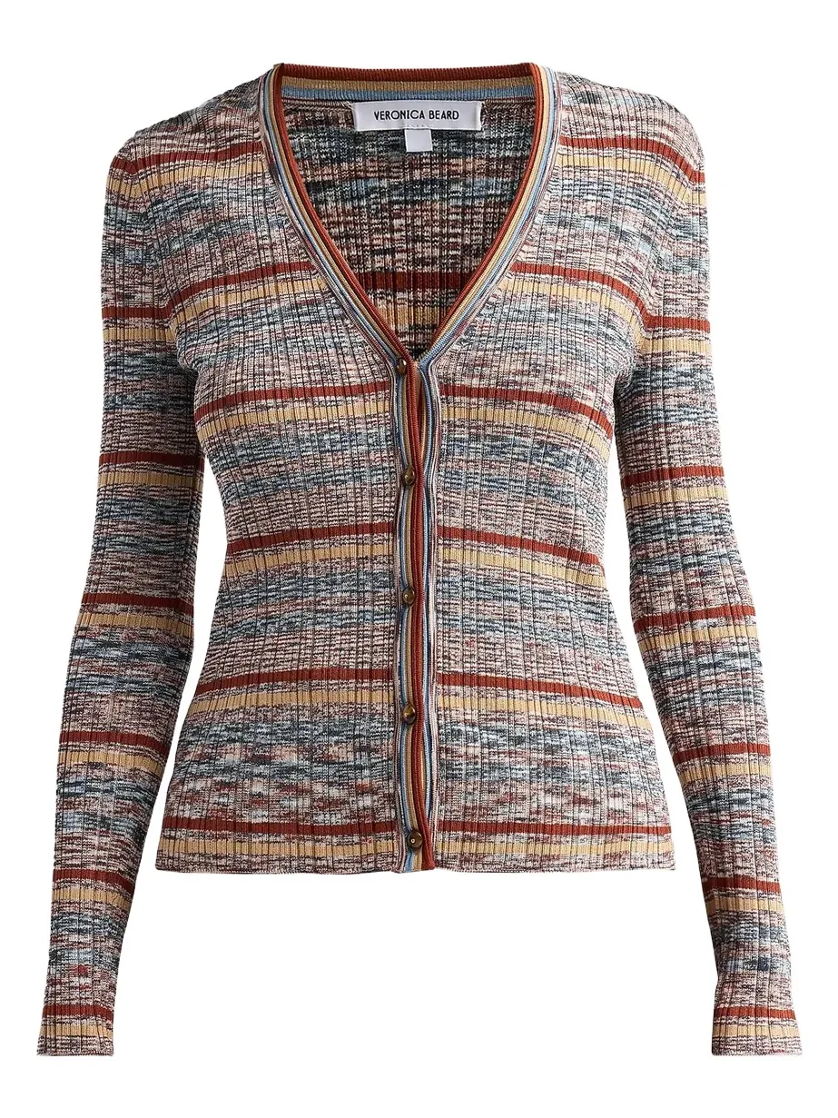Women's Calliope Striped Ribbed-Knit V-Neck Cardigan