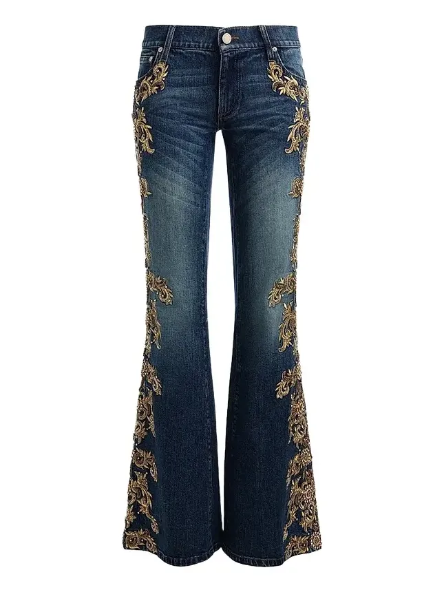 Women's Emryn Embellished Ultra Low-Rise Relaxed Flared Jean Women's Emryn Embellished Ultra Low-Rise Relaxed Flared Jean