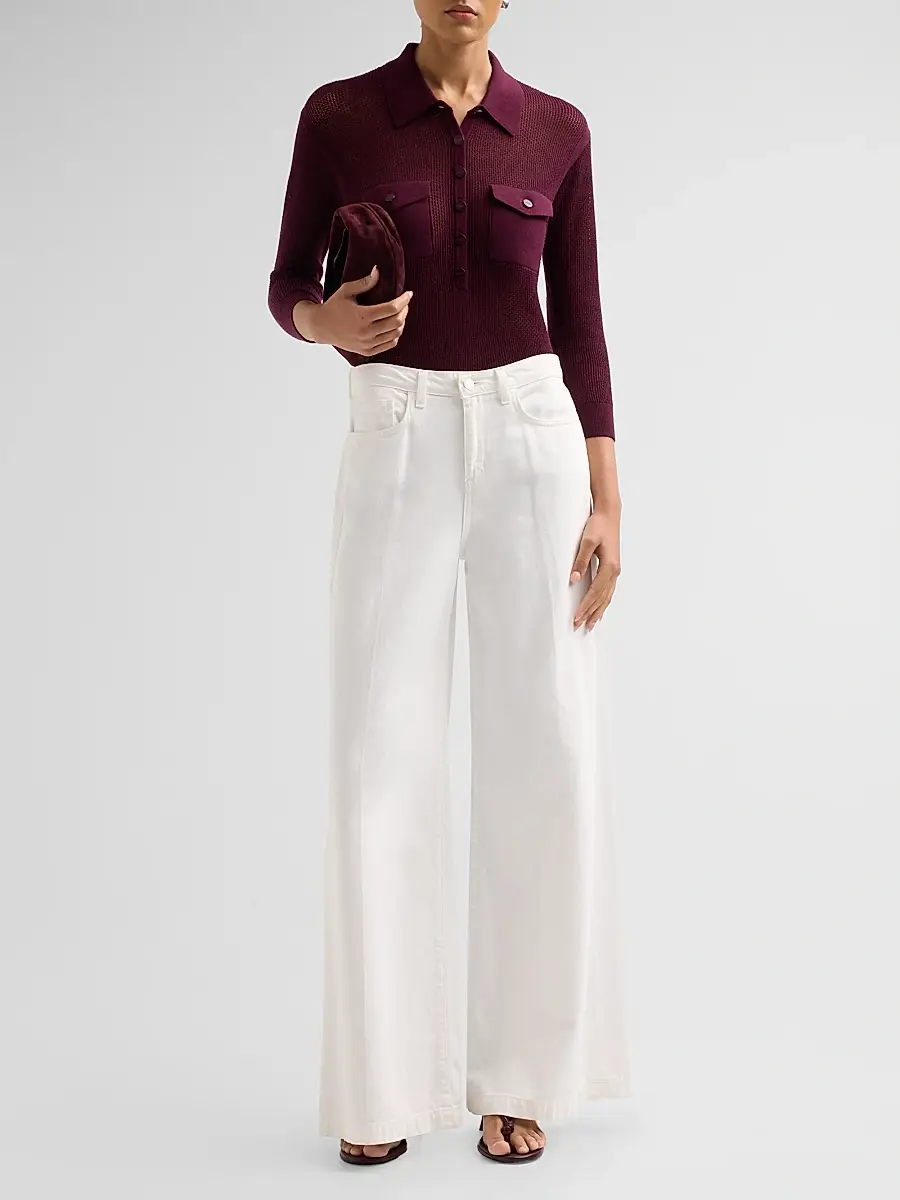 L'Agence Women's Carine Pointelle-Knit Sweater | Thumbnail 2