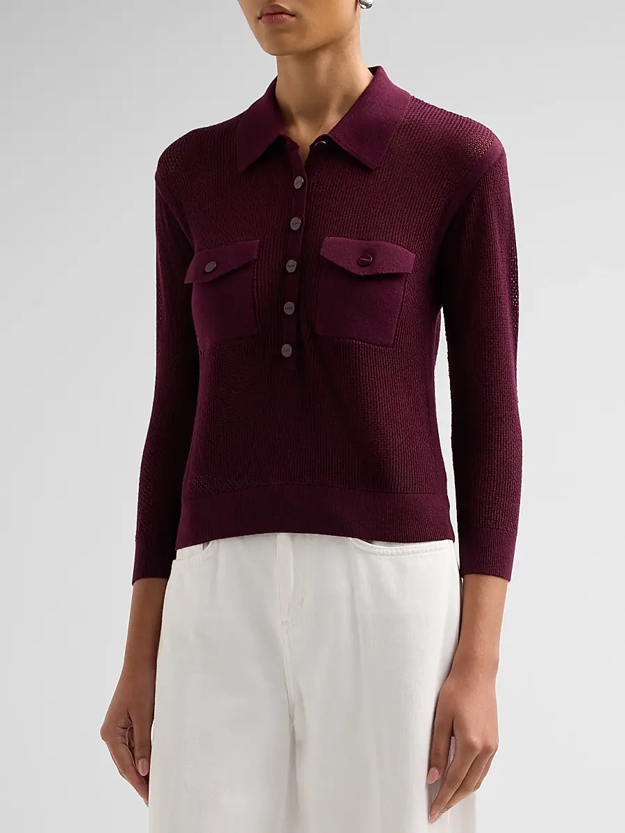 L'Agence Women's Carine Pointelle-Knit Sweater | Thumbnail 4