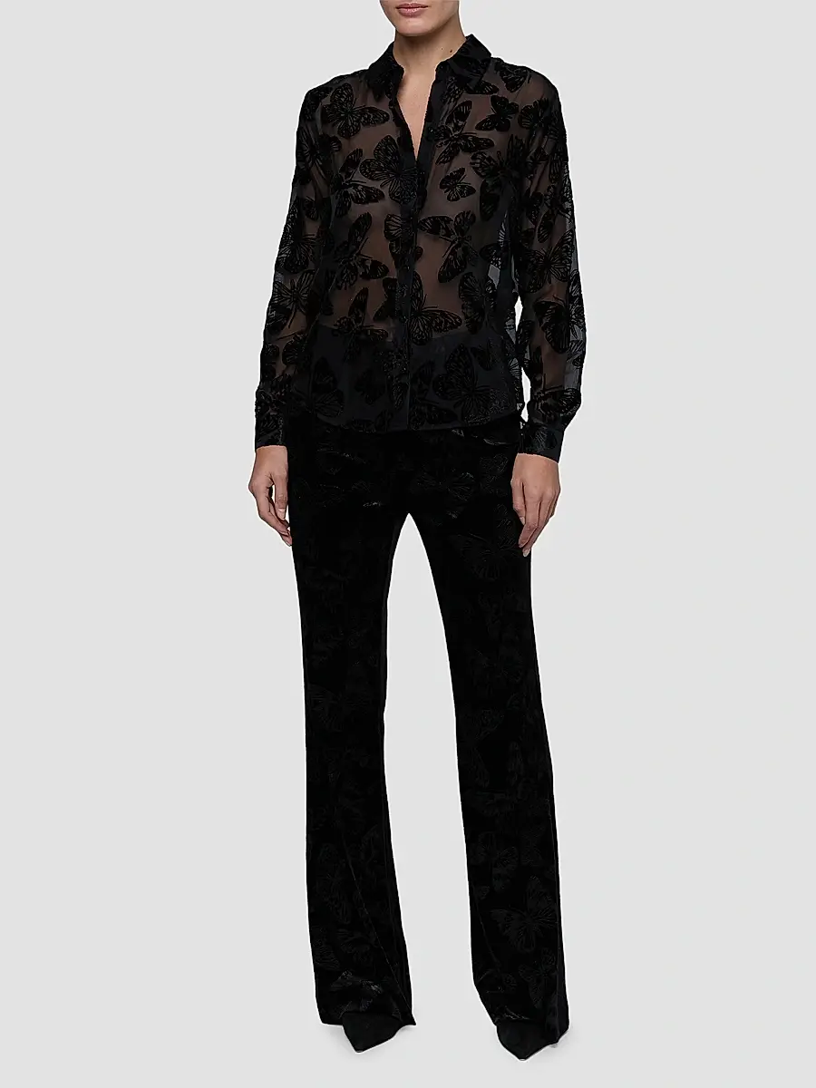 L'Agence Women's Laurent Flocked Sheer Blouse | Thumbnail 2