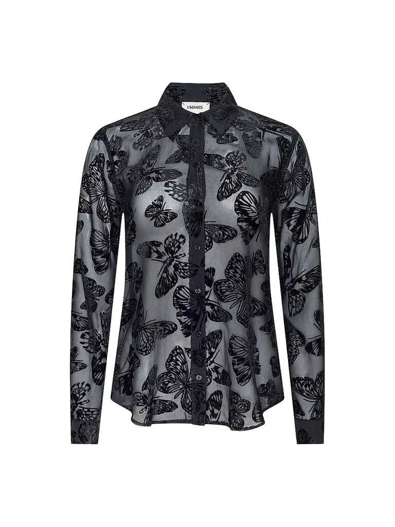 L'Agence Women's Laurent Flocked Sheer Blouse