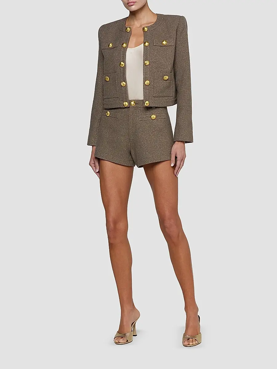 L'Agence Women's Dionne Textured Cotton-Blend Shorts | Thumbnail 2