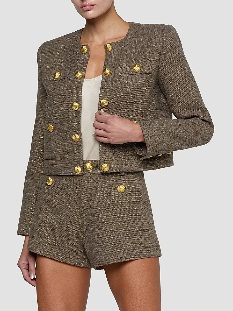 L'Agence Women's Kahlia Textured Collarless Jacket | Thumbnail 4