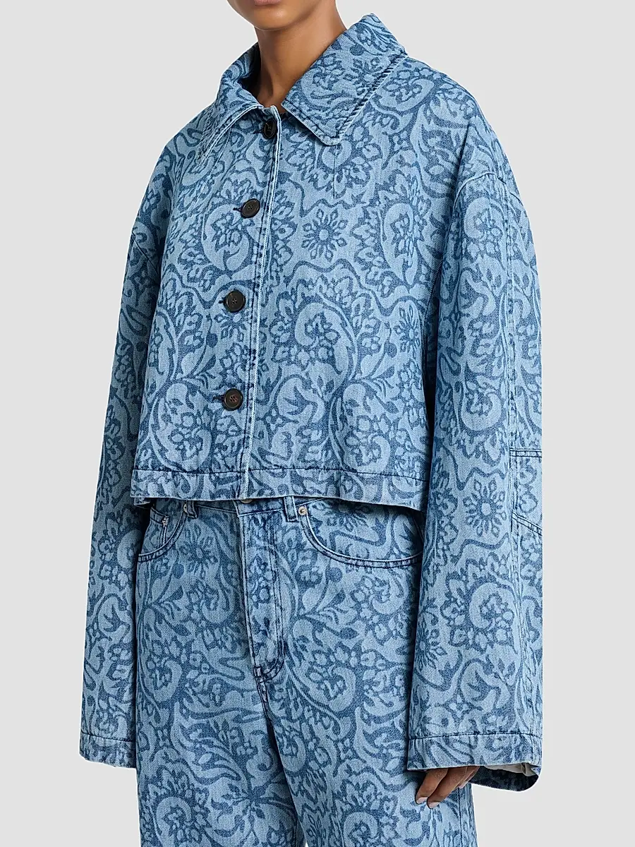 Dries Van Noten Women's Vondero Floral Denim Jacket | Thumbnail 4