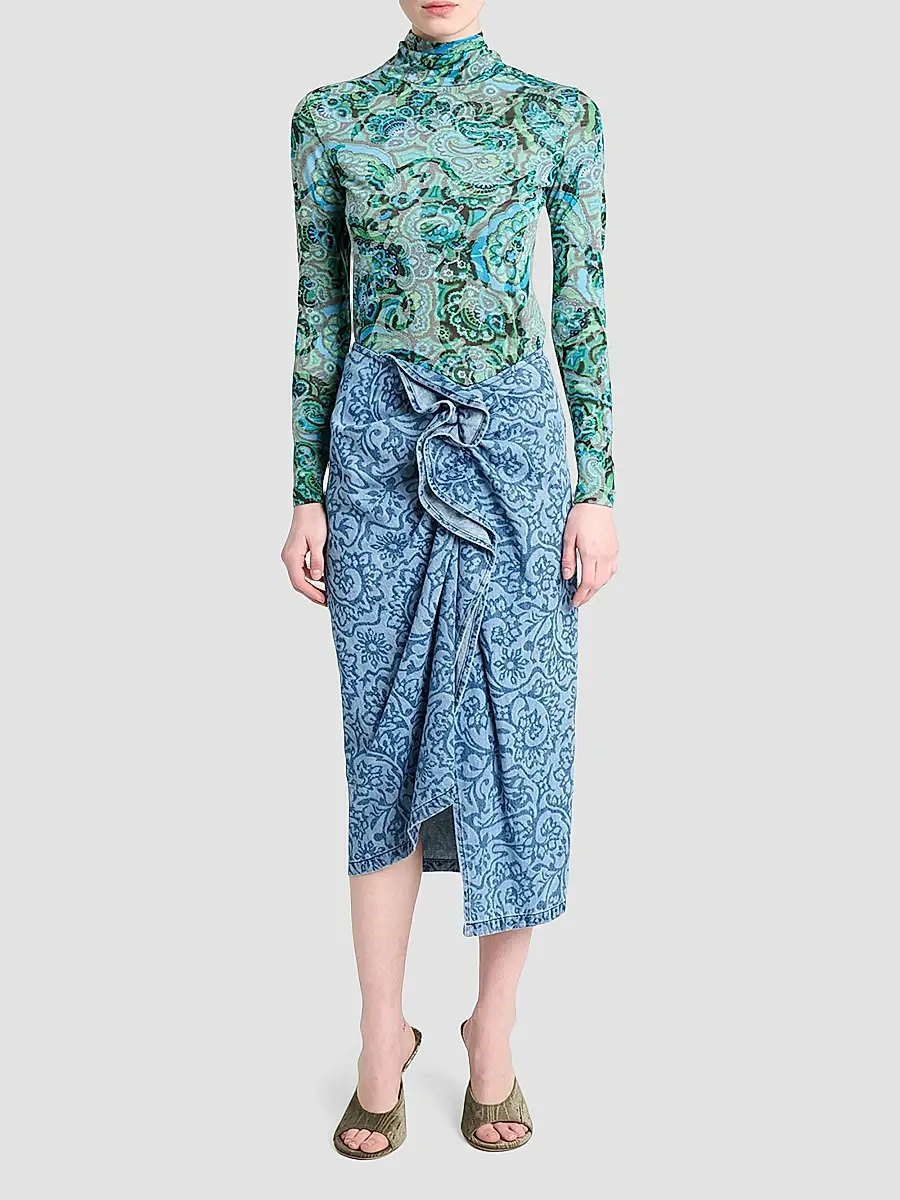 Dries Van Noten Women's Sinas Floral Cotton Midi Skirt | Thumbnail 2