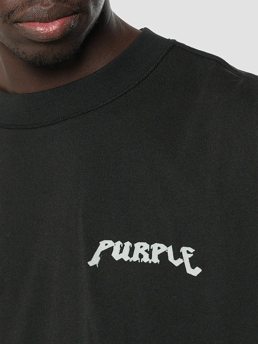 Purple Brand Men's Printed Cotton Crop Long-Sleeve T-Shirt | Thumbnail 3 Purple Brand Men's Printed Cotton Crop Long-Sleeve T-Shirt | Thumbnail 3