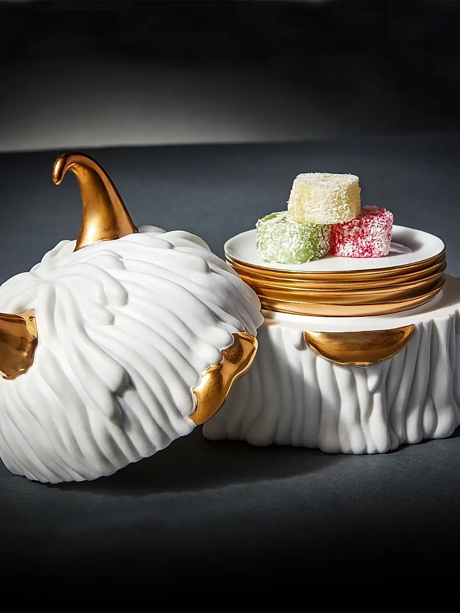 L'Objet Haas 5-Piece Lynda 24K Gold & Porcelain Box & Plate Set - White | Thumbnail 5