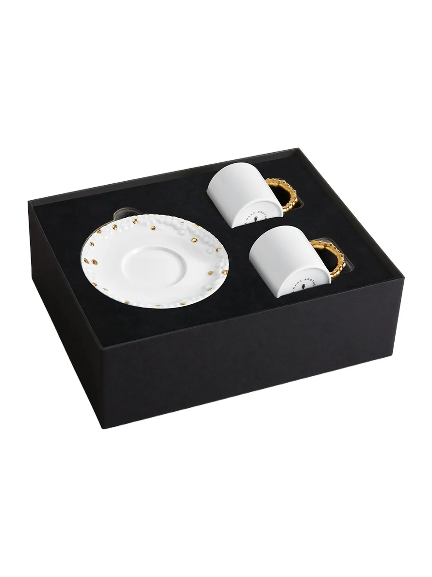 L'Objet Haas Mojave Espresso Cup & Saucer Set - White Gold