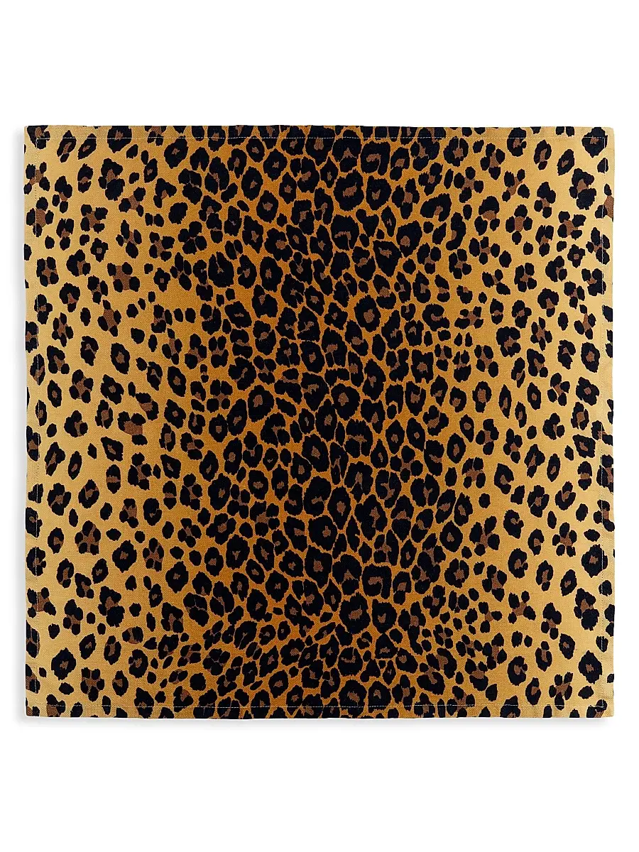 L'Objet Leopard Linen Sateen 4-Piece Napkin Set | Image 1 L'Objet Leopard Linen Sateen 4-Piece Napkin Set | Image 1