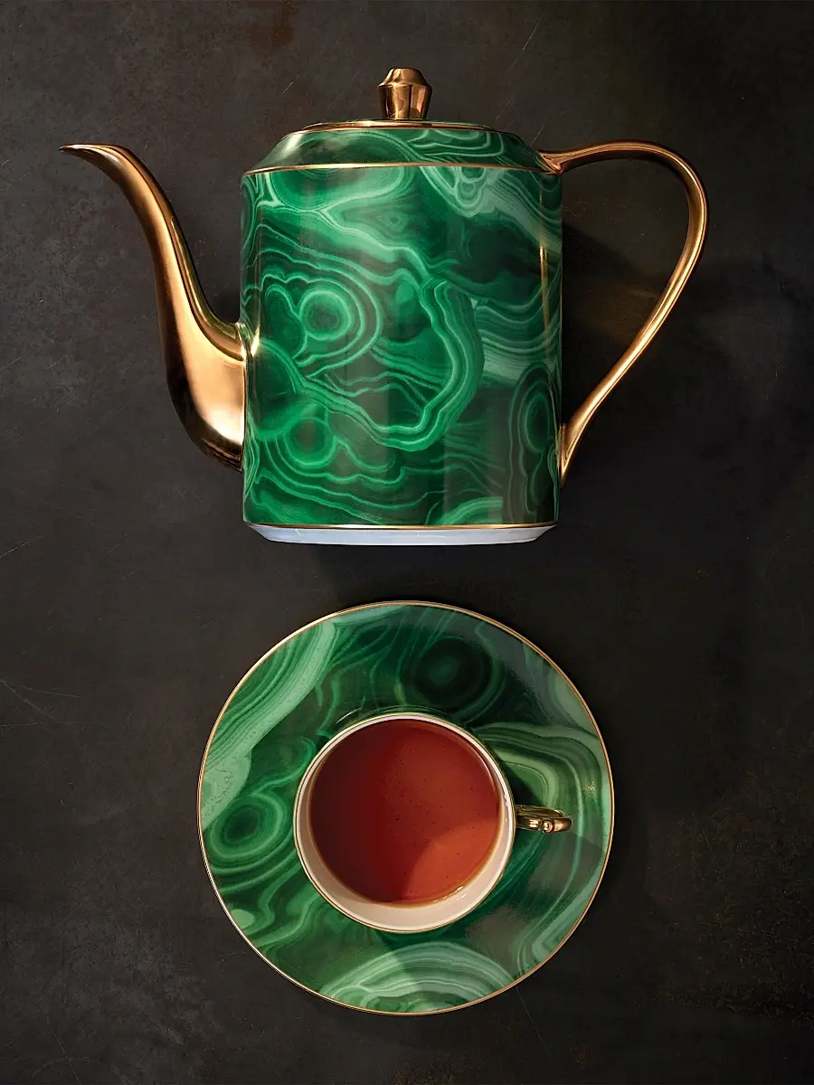 L'Objet Malachite 24K Gold & Porcelain Teapot | Thumbnail 2