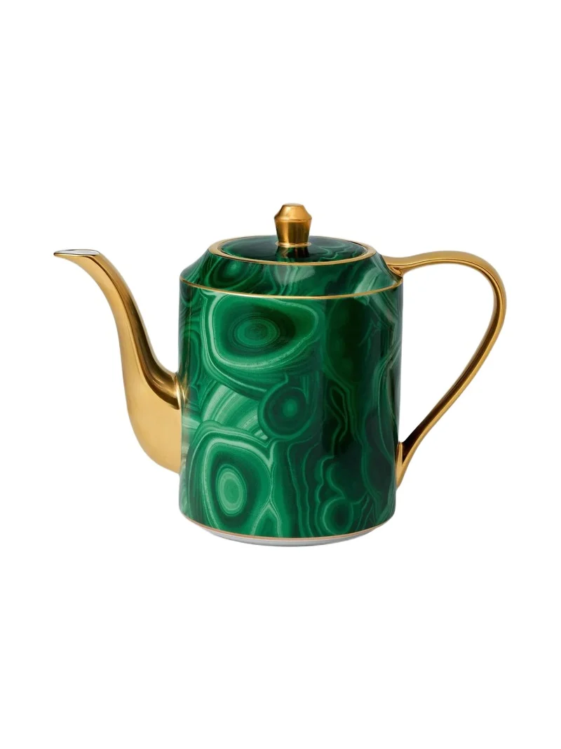 L'Objet Malachite 24K Gold & Porcelain Teapot