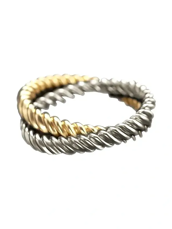 L'Objet Deco Twist Platinum & Gold Napkin Rings/Set of 4
