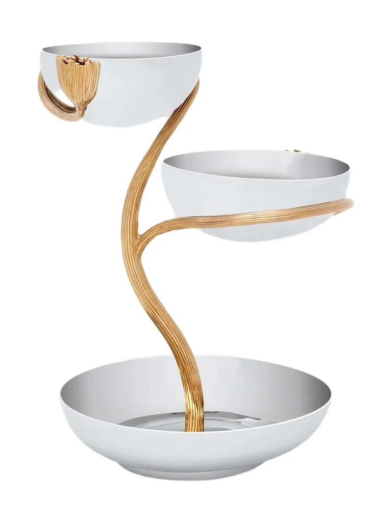 L'Objet Deco Leaves 3-Tier 24K Goldplated & Stainless Steel Server