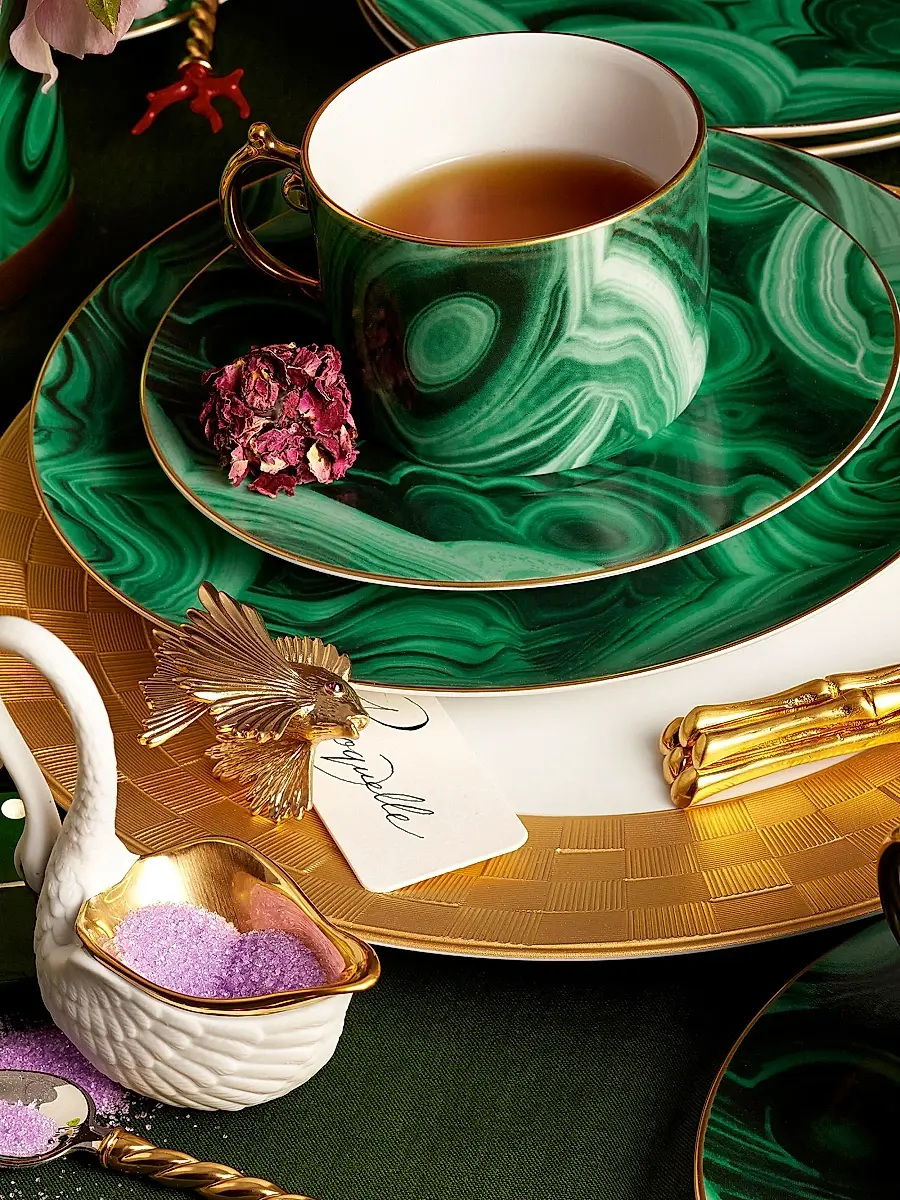 L'Objet Malachite 6-Piece Espresso Cup & Saucer Set | Thumbnail 2