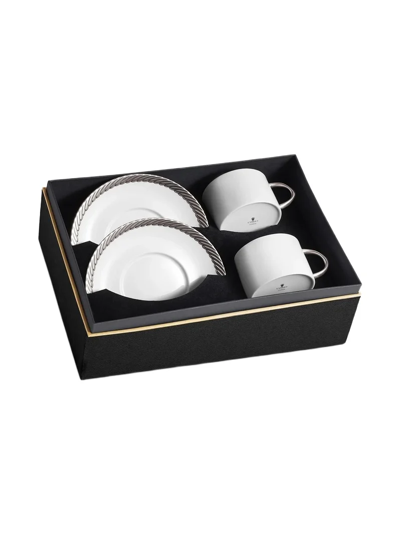L'Objet ​Corde 4-Piece Tea Cups and Saucer Porcelain Set