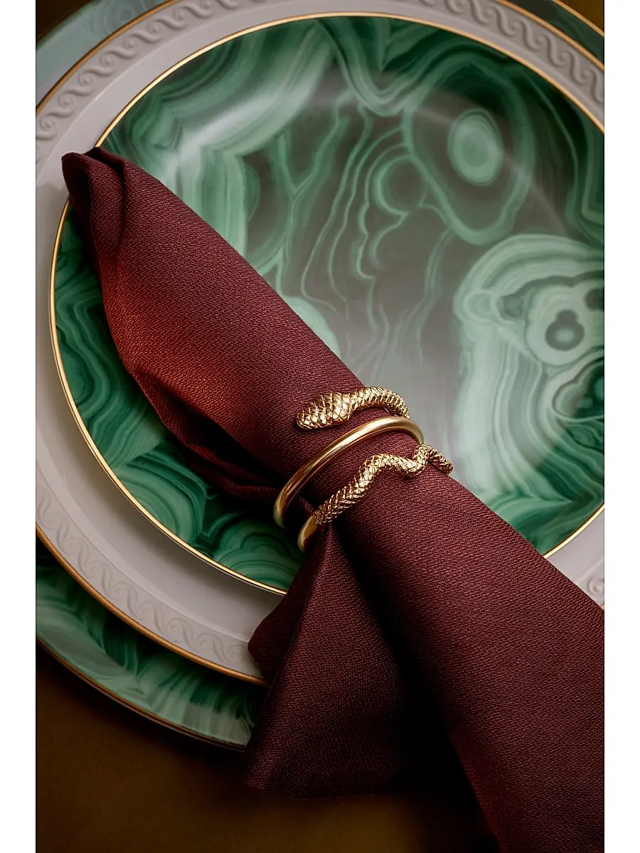 L'Objet 4-Piece Malachite 24K Gold-Trimmed Porcelain Dessert Plates | Thumbnail 5