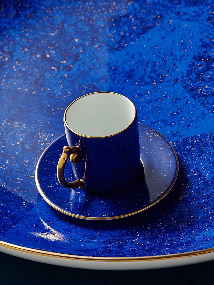 L'Objet Lapis-Look Limoges Porcelain & 24K Gold Espresso Cup & Saucer | Thumbnail 3 L'Objet Lapis-Look Limoges Porcelain & 24K Gold Espresso Cup & Saucer | Thumbnail 3