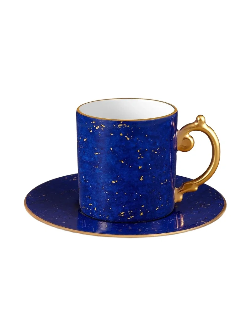 L'Objet Lapis-Look Limoges Porcelain & 24K Gold Espresso Cup & Saucer