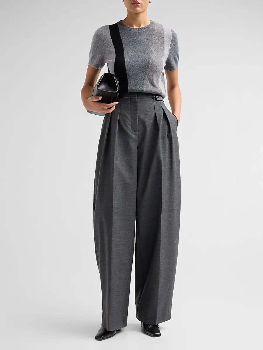 Jason Wu Collection Women's Asymmetric Panelled Short-Sleeve Wool Knit Sweater | Thumbnail 2 Jason Wu Collection Women's Asymmetric Panelled Short-Sleeve Wool Knit Sweater | Thumbnail 2