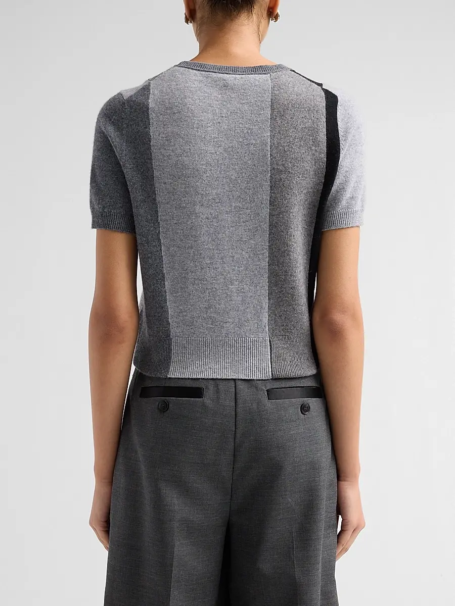 Jason Wu Collection Women's Asymmetric Panelled Short-Sleeve Wool Knit Sweater | Thumbnail 3 Jason Wu Collection Women's Asymmetric Panelled Short-Sleeve Wool Knit Sweater | Thumbnail 3