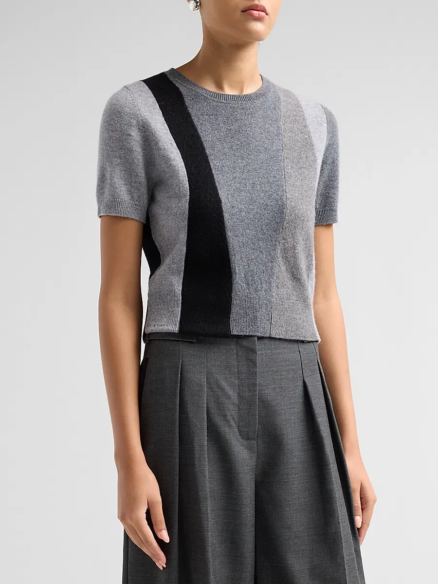 Jason Wu Collection Women's Asymmetric Panelled Short-Sleeve Wool Knit Sweater | Thumbnail 4 Jason Wu Collection Women's Asymmetric Panelled Short-Sleeve Wool Knit Sweater | Thumbnail 4