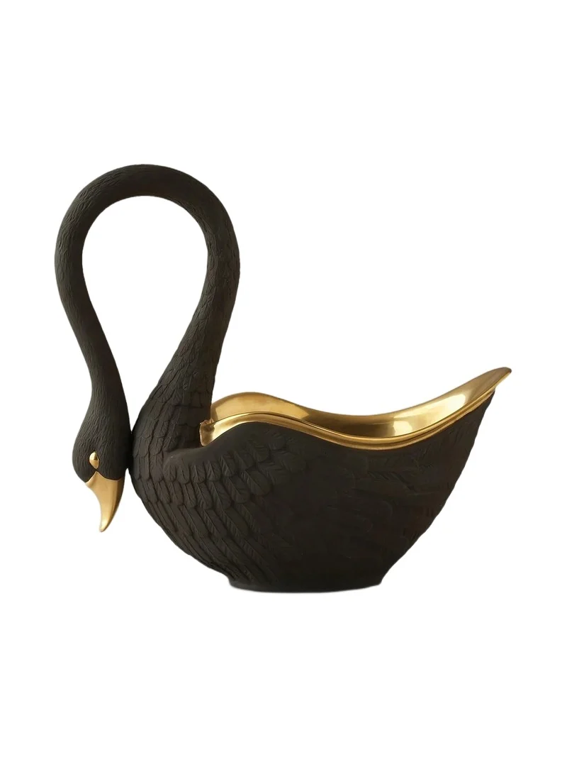 L'Objet White Porcelain Serving Bowl Swan