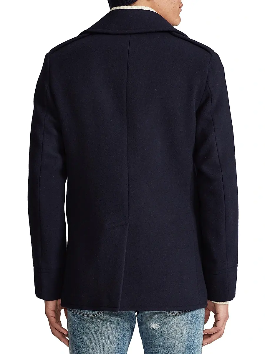 Polo Ralph Lauren Men's Wool-Blend Melton Peacoat | Thumbnail 4 Polo Ralph Lauren Men's Wool-Blend Melton Peacoat | Thumbnail 4